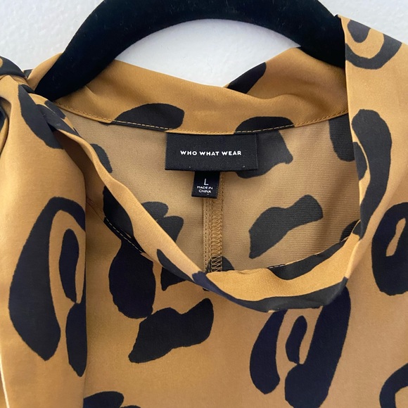 ๐ Who What Wear Leopard L/S Dress - Size L ๐ - Picture 2 of 4
